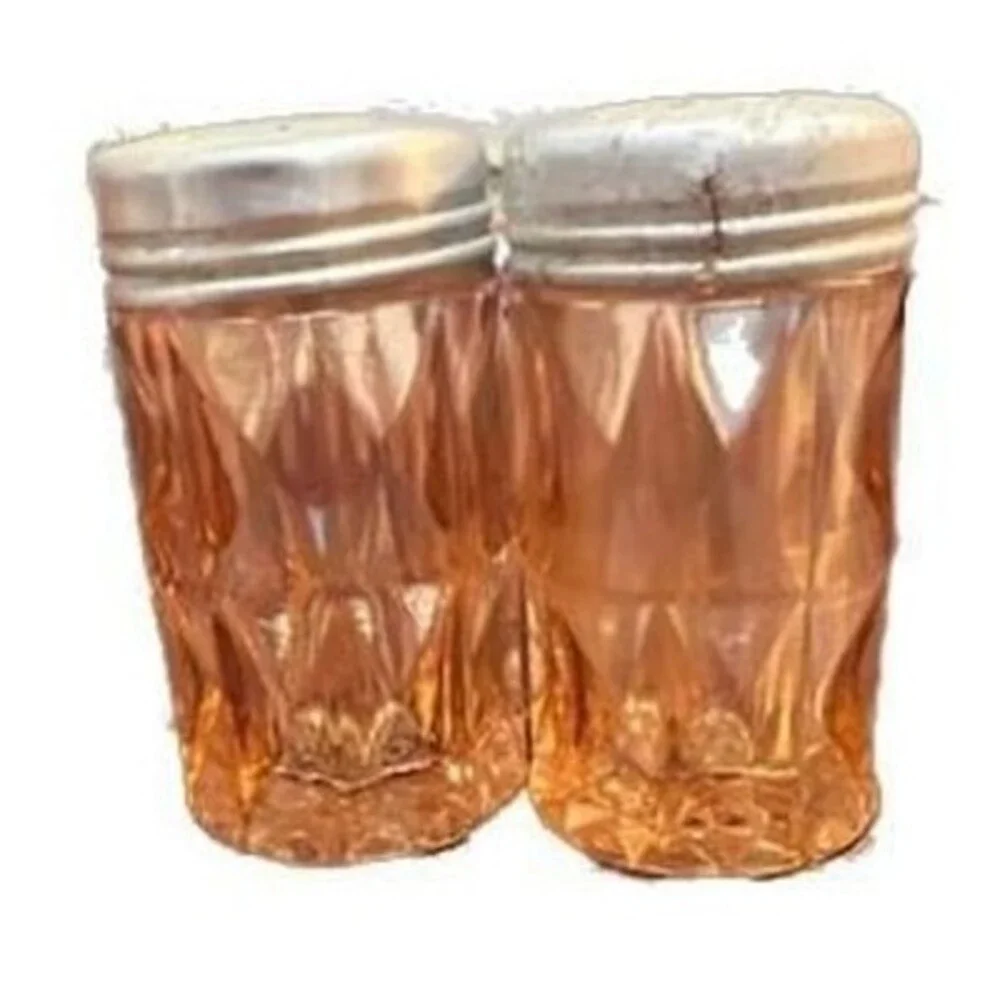Vintage Jeannette Windsor Diamond Pink Depression Glass Salt and Pepper Shakers